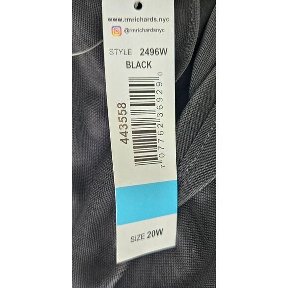 R&M Richards Womens Elegant Dress Plus 20W Black Sheer Capelet Evening Cocktail - Picture 15 of 16